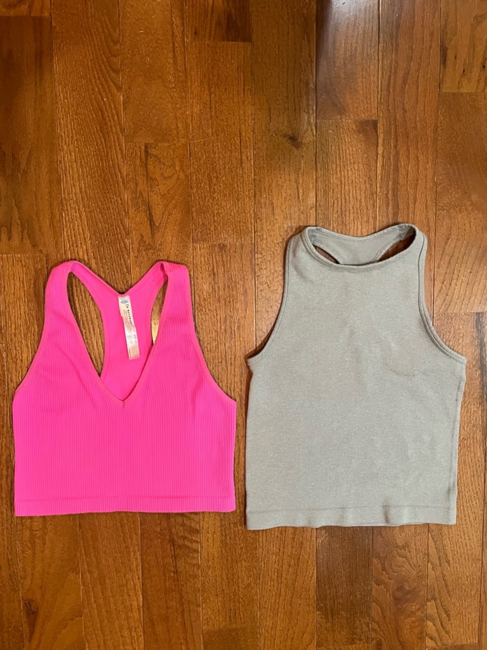 FP Movement by Free People Pink Cropped Tank Top & FP Intimately Gray Tank Top